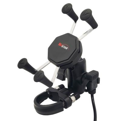 China Phone Mount With Multifunctional Universal USB Charger Navigator Motorcycle Mobile Phone Holder Mount Bracket Single Charging GPS RAM Mounts Motorcycle for sale