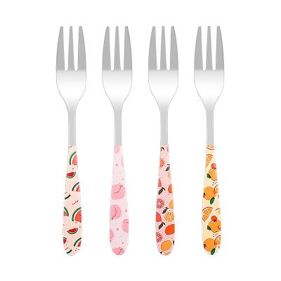 China Sustainable Durable Exquisite Reusable Dessert Cake Fruit Cutlery 304 Stainless Steel Fork for sale