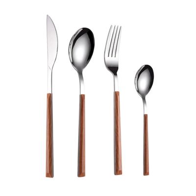 China Viable Korean Modern Cutlery Set Stainless Steel Handle 5pcs Eco-Friendly Wooden Cutlery Set Cut Design Handle Plastic Cutlery for sale