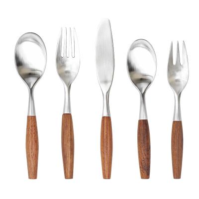 China Viable Colorful Fork Knife Spoon Tableware Cutlery Set Wooden Handle Spoon Knife Fork Spork for sale