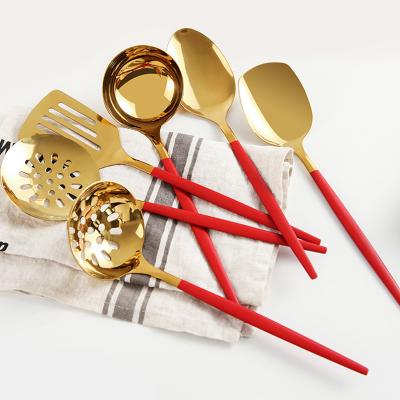 China Hot Selling Soup Spoon Stocked Cooking Tools Utensil Set Kitchen Stainless Steel Cooking Set for sale