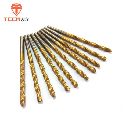 China DIN 338 High Speed ​​Steel Twist Drill Bit High Quality Straight Shank Twist Drill With Titanium Coated for sale