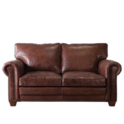 China Other New Arrivals Dark Brown Full Leather American Home Furniture Modern Living Room Sofa for sale