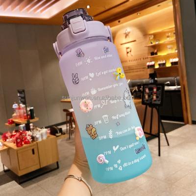 China New Large Capacity Minum Viable Plastic Botol Bottles Portable Kettle Straw Reduce Weight Student Calibration Motion Water Bottle for sale