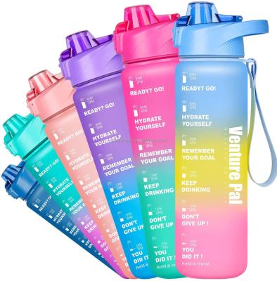 China 2022 New Product 32oz Motivational Minimalist Water Bottle With Time Marker And Removable Strainer, Leak-proof Fast Flow BPA Free Water Jug for sale