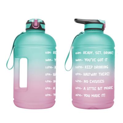 China 1 Gallon/3.7L Viable Wholesale Gradient Matte Material Water Bottle With Time Marker Straw Leakproof BPA Free Water Jug for sale