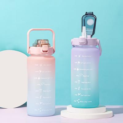 China Viable Fitness Trinkflasche Motivational Water Bottle Wasserflasche Auslaufsicher Flasche for Sport with Time Marker and LID for sale