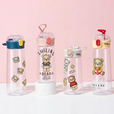 China Fashionable Cool Cartoon Straw Korean Style High Viable Plastic Air Cup Portable Water Bottle for sale