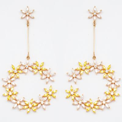 China High Quality Beyaly Jewelry Girl's Style C Shape Circle Earring Inlay Dangle Earrings Colorful Flower Dangle for sale