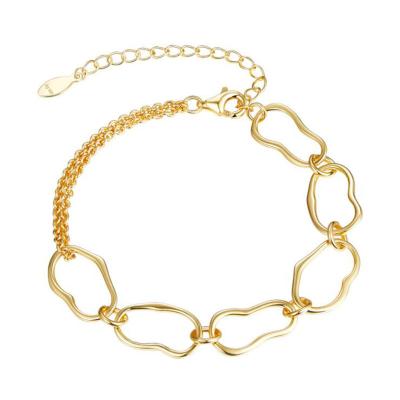 China FASHIONABLE Women 925 Chain Bracelets Design Heart Bangle Jewelry 18K Gold Plated Ladies Sterling Silver Bracelets for sale