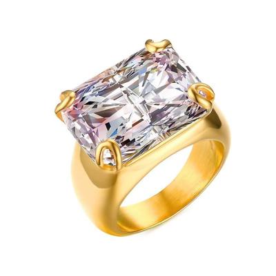 China FASHIONABLE Customizable Jewelry Womens Stainless Steel Factory Outlet Diamond Ladies Ring for sale