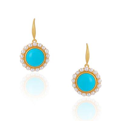 China 2020 FASHIONABLE design 925 nice design china maker sterling silver pearl jewelry turquoise earrings women earring accessories for sale