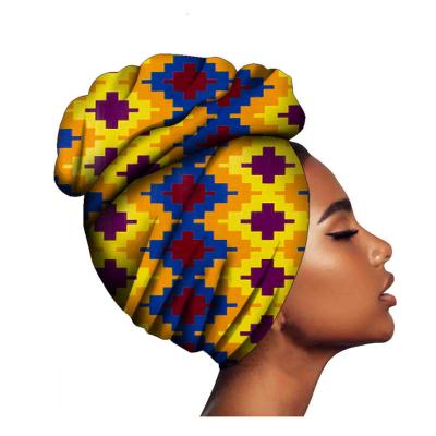 China Soft Running African Headwrap With Earring Color Woman Scarf Wrapped Head Turban Ladies Head Accessories for sale