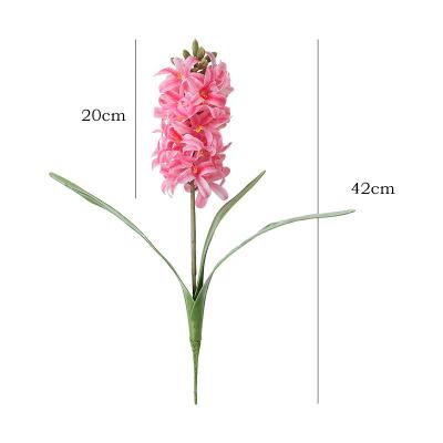 China Party Wedding Home Decaration Artificial flower 3D feel hyacinth can be inserted pot single branch with leaves for sale