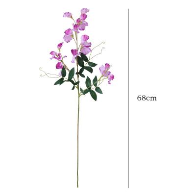 China Environmental Artificial silk cloth single branch 3 fork Linglong bean trumpet flower artificial home flower arrangement decoration for sale