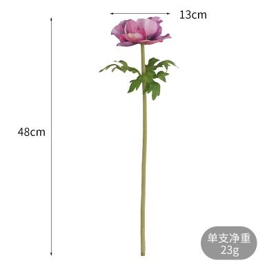 China Real Touch Nature Artificial Flowers Real Touch PU Anemone Full Blooming Flower Bushes  Foliage for Home Wedding Decor for sale