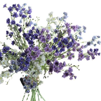 China Modern New European Style Artificial Small Delphinium Ajacis Real Touch Flower Wedding Bar Living Room Decoration for sale