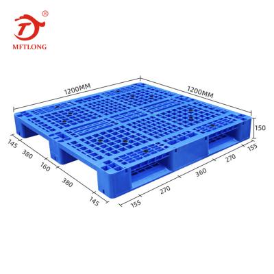 China 1200X1200X150MM Perforated Environmental Friendly Durable Blue Single Sided 48 x 48 Plastic Pallet For Racking System for sale