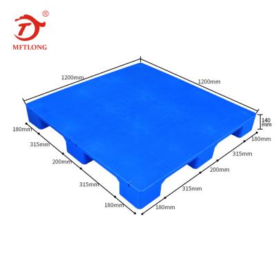 China Solid box 1200*1200*140MM nine feet flat surface stackable solid top rackable plastic pallet for sale