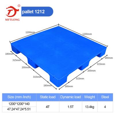 China Solid box 1200*1200*140MM nine feet flat surface stackable solid top rackable plastic pallet for sale