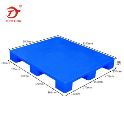 China Chinese Hot Selling Solid Box 1200*1000*140mm Custom Made Solid Flatbed Nine Feet Single Sided Plastic Pallet for sale