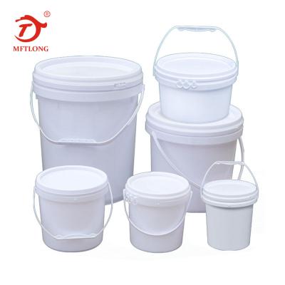 China LEADLOONG- 1L 5L 10L 25L Plastic Parrel Bucket Food Grade Plastic Sauce Around White Empty Parrel Paint Bucket Parrel Latex Bucket for sale