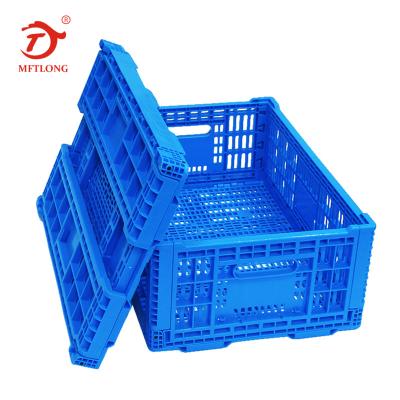 China MFTLONG Solid Box Vented Stackable Collapsible Plastic Collapsible Vegetable Storage Crates for sale