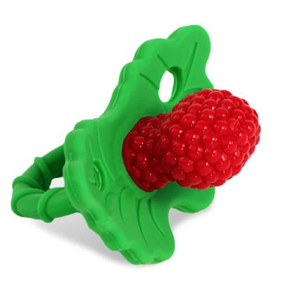 China Wholesale hot selling eco-friendly custom logo baby strawberry teethers silicone cute toys easy to hold deisgn for sale