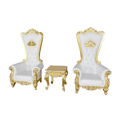 China High Back White Groom King Queen Princess Bride Button Tufted Sofa Chairs Wedding Hall Chairs Throne Banquet Traditional Events for sale