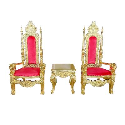 China Throne Traditional Royal Red Wedding Hotel King Princess Prince Bride Groom High Back Wedding Chairs For Sale Throne Queen Sofa Banquet Events for sale