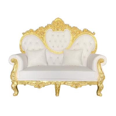 China Tufted King Princess Prince Bride Groom Queen Traditional Button Leather Royal Throne Chairs Wedding Sofa Party Chairs Luxury Banquet Events for sale