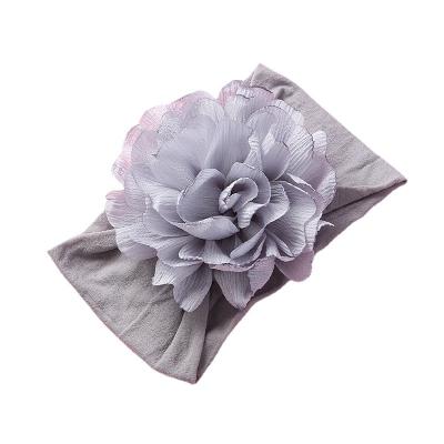 China 6 Colors Casual European Children's Headdress Nylon 3D Flower Baby Soft Headband New for sale