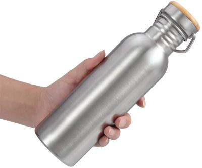 China CPC-2002 hot sale viable in 18/8 304 stainless steel stock outdoor sports single wall water bottle with lid bamboo handle for sale