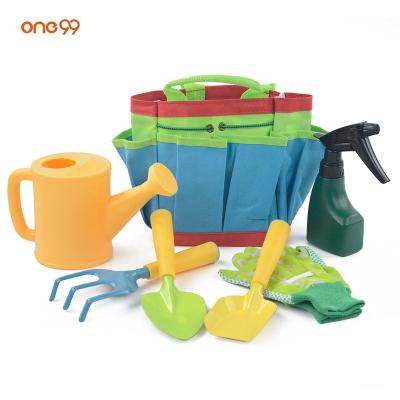 China one99 Kindergarten Tool Kit 7 Piece Plastic Kids Toys Bag Kids Garden DIY Tools Play Set for sale