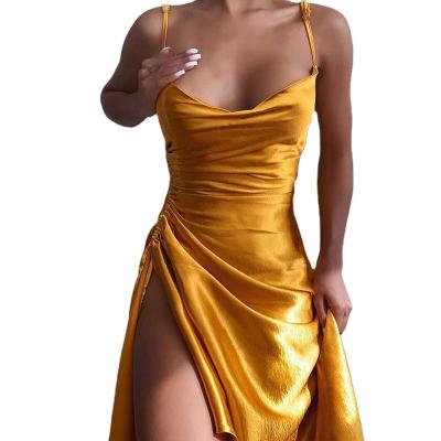 China New Arrivals Breathable Halter Satin Dress Party Evening Elegant Sexy Women Dress for sale