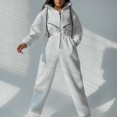 China New arrivals QUICK DRY hooded overalls zipper trotter pants one-piece overalls women clothing for sale