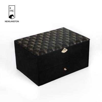 China High Quality Custom Made Luxury Box Packaging Luxury Jewelry Box Velvet Jewelry Box Double-Layer Velvet Jewelry Package Rectangular Jewelry Box for sale