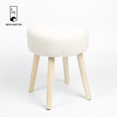 China Removable Stool Living Room Wool Sheep Round Stool Modern Bedroom Stool Decorative Stool Decorative Custom Stool for sale