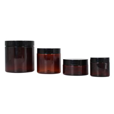 China Wholesale Food Amber Plastic Cosmetic Cream Jar Containers With PP Lid 50ml 100ml 200ml 500ml for sale