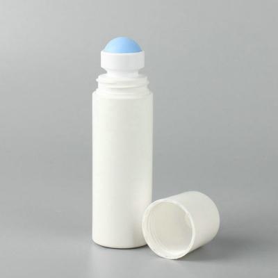 China Non Spill Wholesale Empty White Plastic Deodorant 100ml Roll On Bottle With Trackball for sale