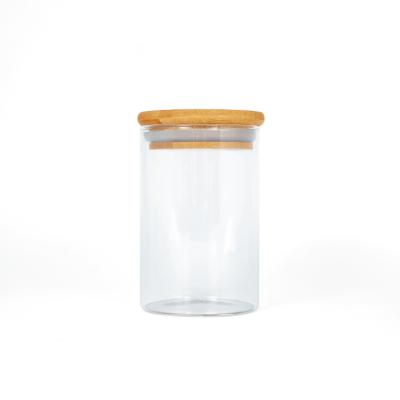 China Non Spill High Quality Kitchen Glass Storage Container Jar With Bamboo Lid for sale