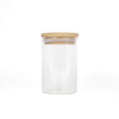 China Freshness Preservation 950Ml Empty Kitchen Food Storage Container Glass Jar With Wooden Lid for sale