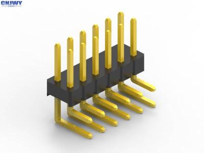 China Insulation Resistance Right Angle Pcb Header , Dual Row Male Header Connector for sale