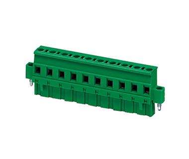 China Pluggable Terminal Block Connector CPT 7.62mm Pitch 1*11P Green PA66 SN Plated 30-12AWG for sale