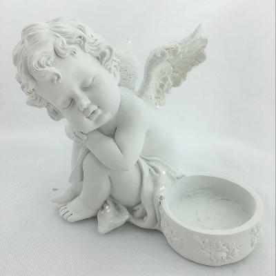 China China Home Table Decor Small Resin Boy Angel Figurines Decorative Candle Holder for sale