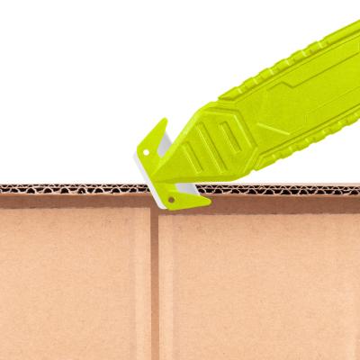 China Plastic Handle Material Safely Compact 15g Box Carton Opener Cutter with Hidden Blade for sale