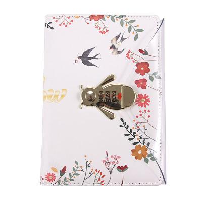 China Geschenk Kreatives Mädchen Design Pu Leder Hardcover Notizbuch mit Passwort Code Lock 450g zu verkaufen