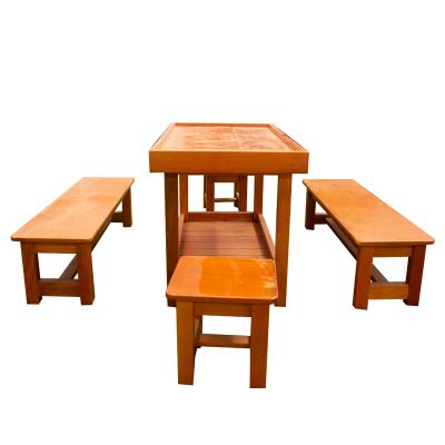 China Outdoor Indoor Long Furniture Kids Play Table And Chair Wood Set for sale