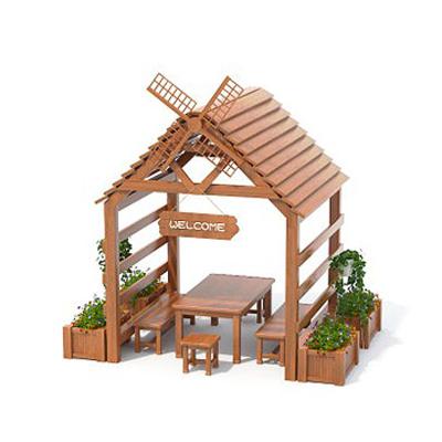 China Custom Outdoor Playground Outdoor Kid's Wooden Play House for sale