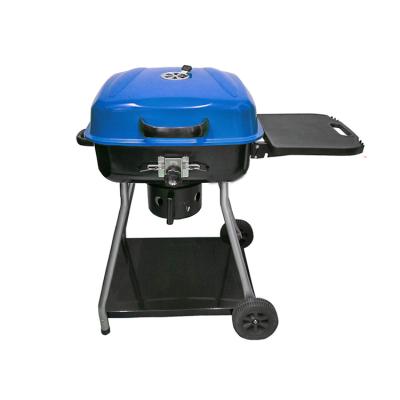 China Height Adjustable Kettle Square Grill BBQ Hamburger Charcoal Grill Folding Outdoor BBQ Grill With Foldable Side Table for sale